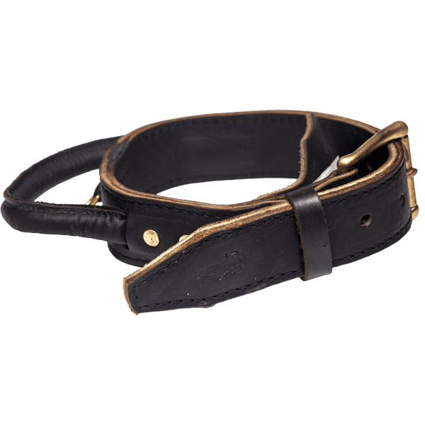 Brown Leather Agitation Collar with Handle