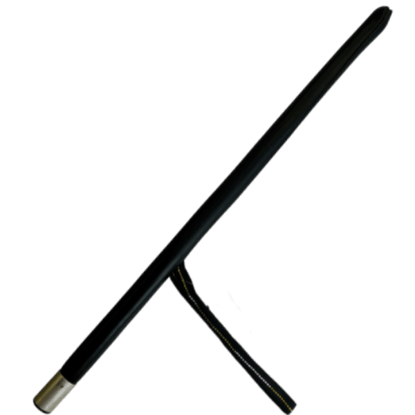 An image of a black padded stick with a loop handle