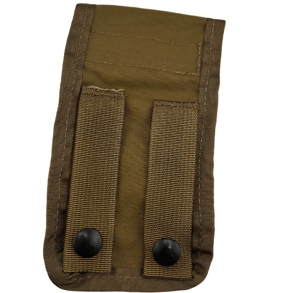 The back of the Molle Reward Pouch in the color coyote.