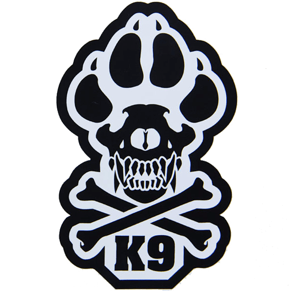 Black and White K9 Decal with crossbones