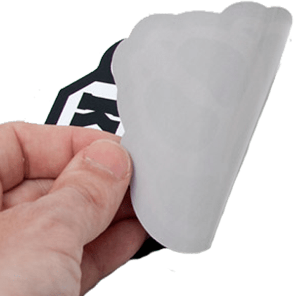 K9 decal being peeled by hand