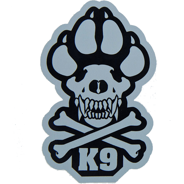 Gray and Black K9 Decal with crossbones