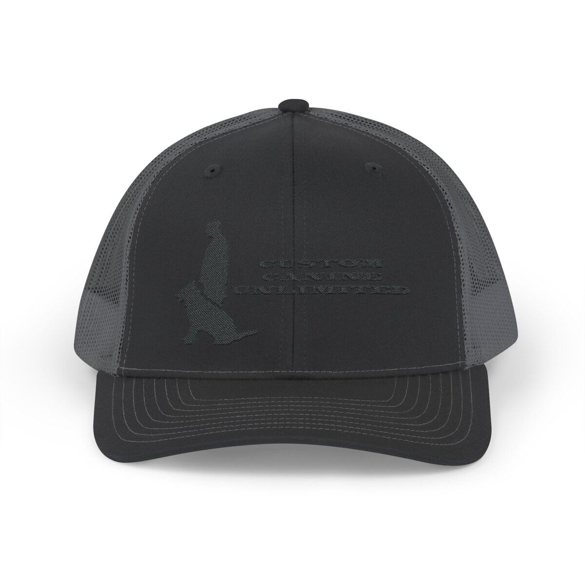 Snapback Trucker Cap with Black Custom Canine Unlimited Logo with Words - Image 17