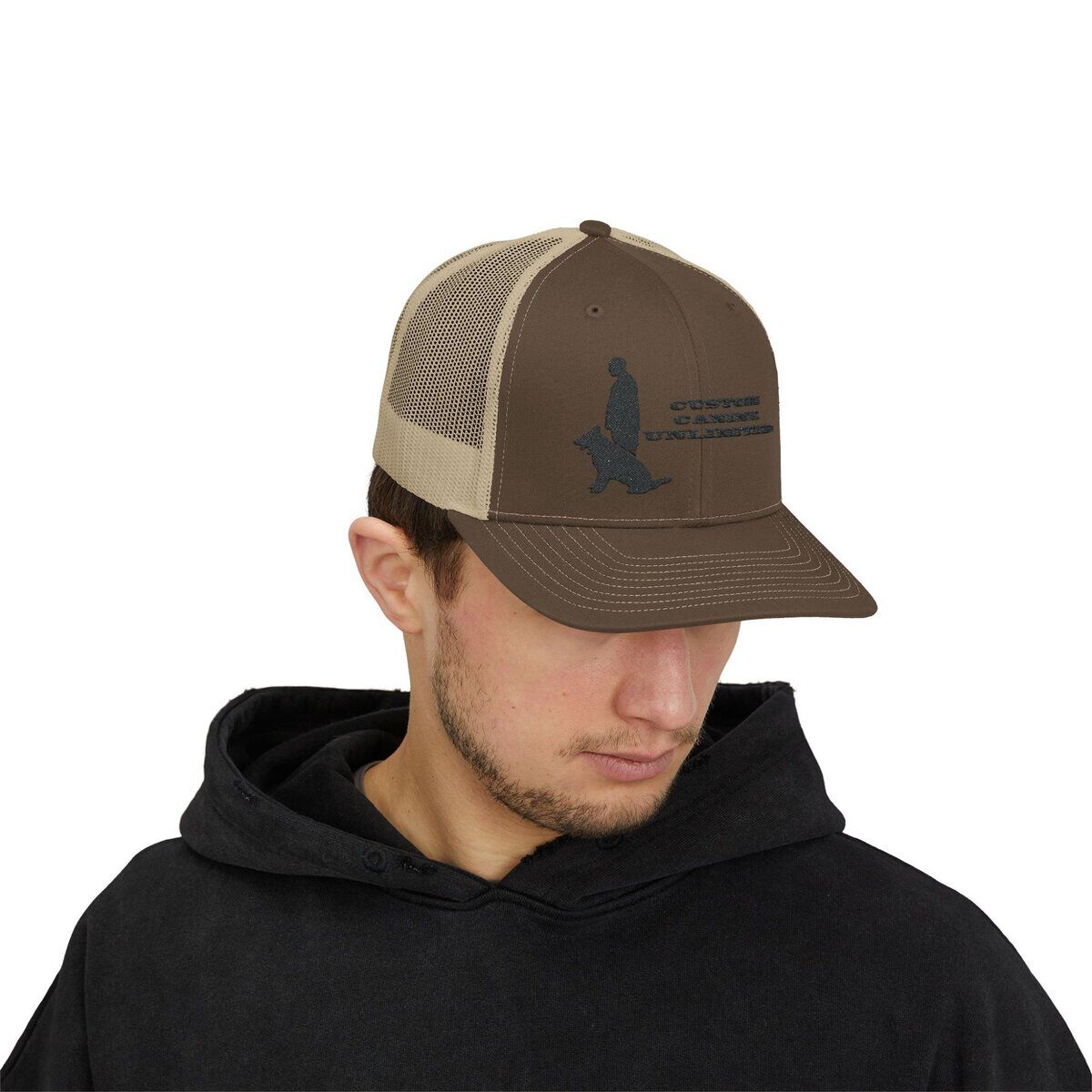 Snapback Trucker Cap with Black Custom Canine Unlimited Logo with Words