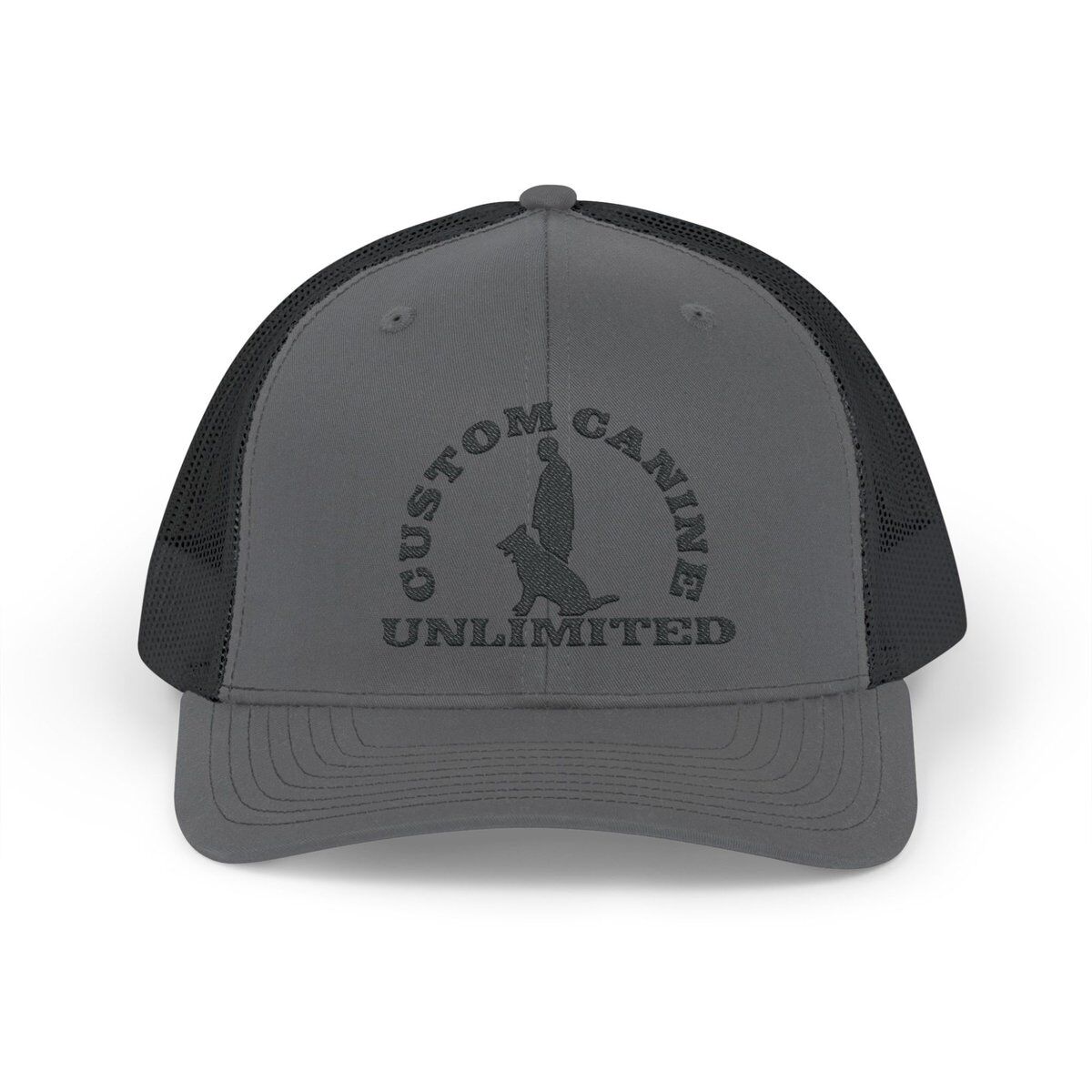 Snapback Trucker Cap with Vintage Black Custom Canine Unlimited Logo - Image 21
