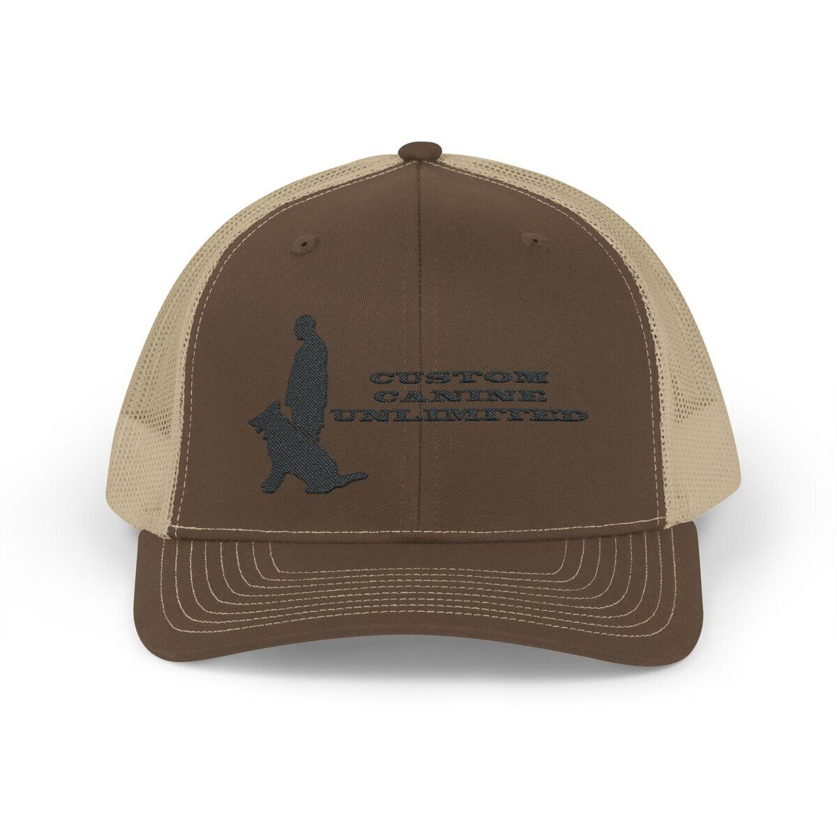 Snapback Trucker Cap with Black Custom Canine Unlimited Logo with Words - Image 2