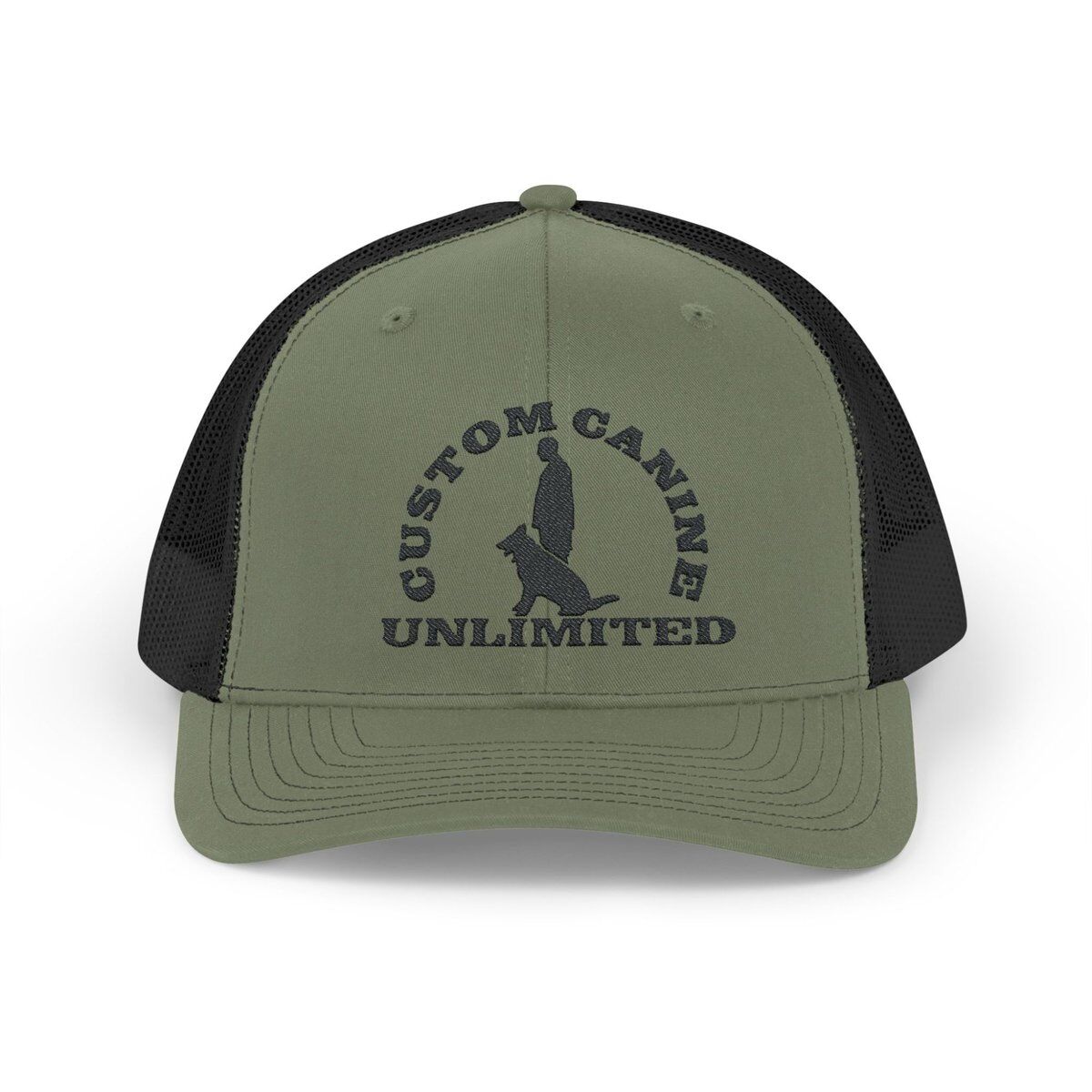Snapback Trucker Cap with Vintage Black Custom Canine Unlimited Logo - Image 29
