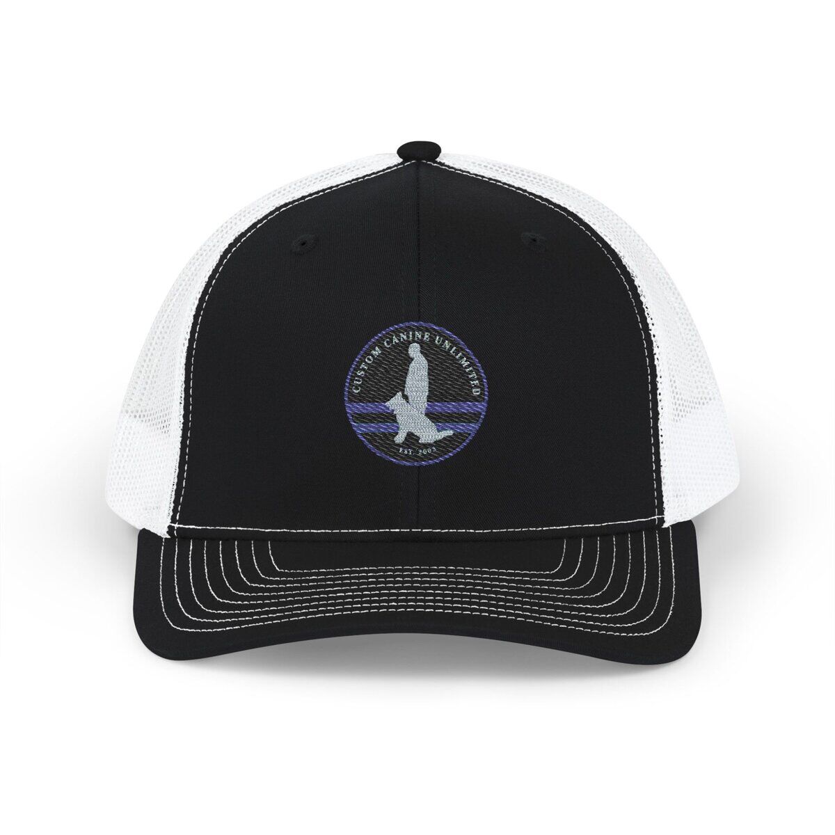 Custom Canine Unlimited Trucker Hat – Thin Blue Line K9 Logo | Premium Mesh Back Cap