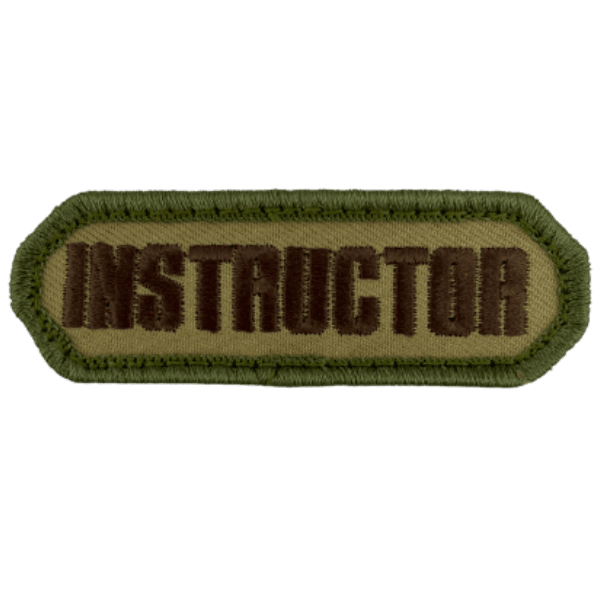 Olive patch with the word "INSTRUCTOR" embroidered on it