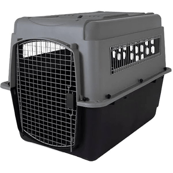 Gray and Black Dog Crate with Black Metal Wire Door